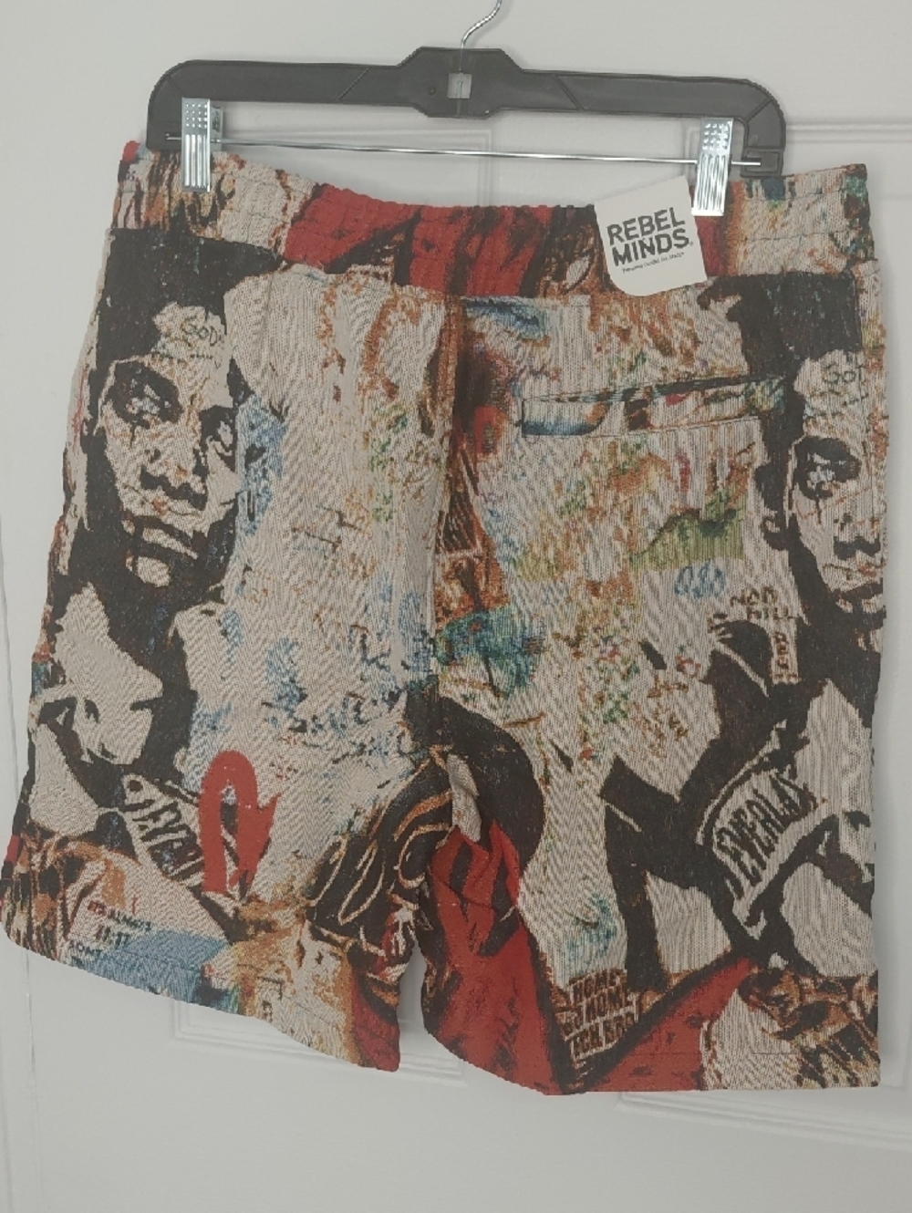 Abstract Print Men's Flat Front Shorts - Multicolor - Picture 4 of 8